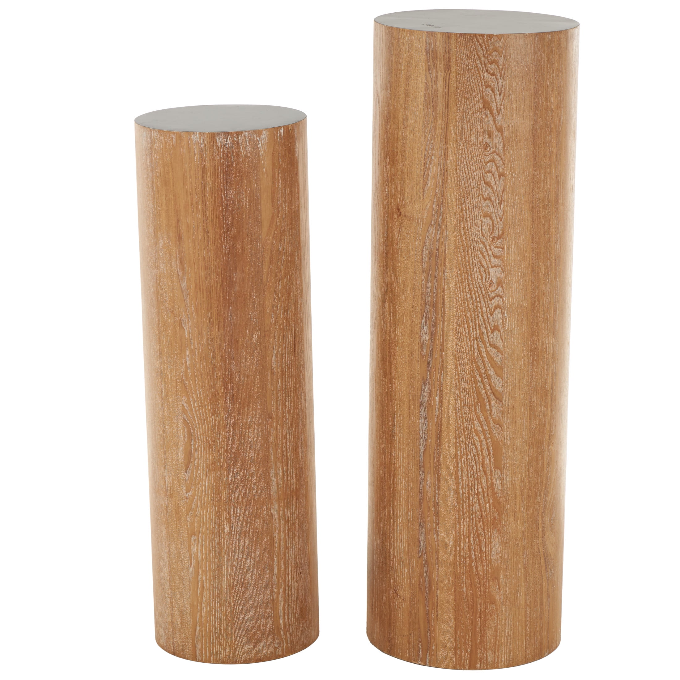 DecMode 40", 34"H Brown Wood Handmade Pedestal Pedestal Table, 2-Pieces