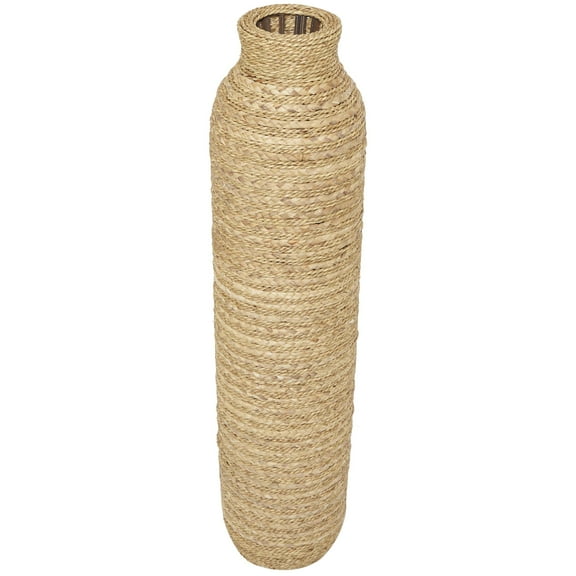 DecMode 40" Handmade Slim Woven Tall Floor Brown Seagrass Vase