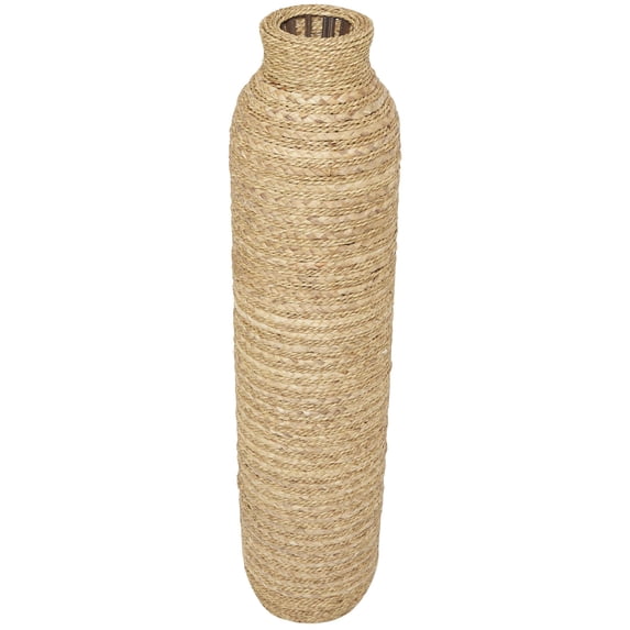 DecMode 40" Handmade Slim Woven Tall Floor Brown Seagrass Vase