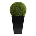 thumbnail image 1 of DecMode 40" Tall Boxwood Ball Artificial Topiary in Realistic Leaves and Black Fiberglass Pot, 1 of 8