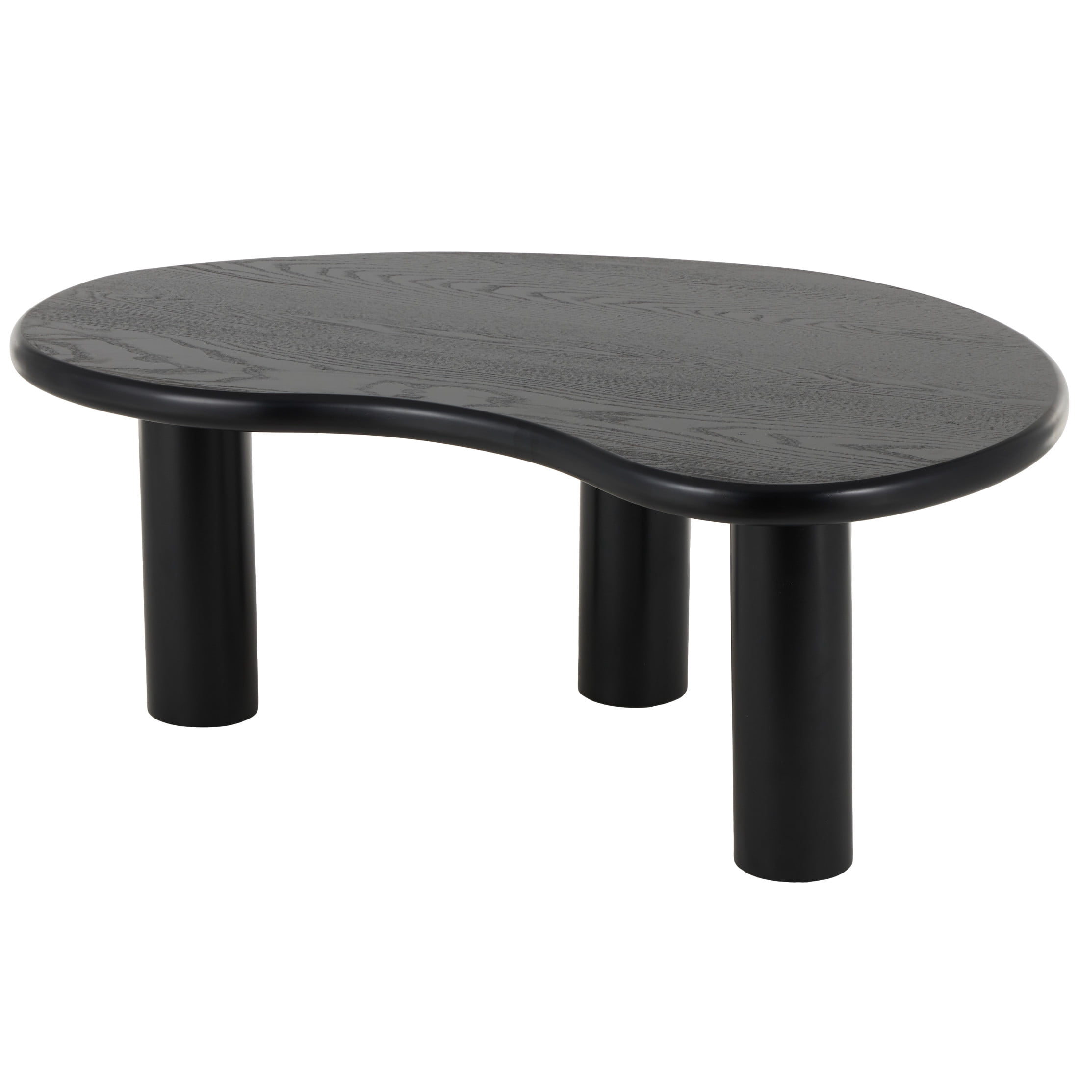 DecMode 40" x 16" Black Wood Heart Inspired Coffee Table with 3 Legs, 1-Piece