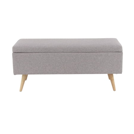 DecMode 40" x 18" Gray Polyester Storage Bench with Wood Legs, 1-Piece