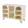 thumbnail image 1 of DecMode 40" x 28" Cream Wooden Geometric 8-Tier Shelving Unit with Abstract Block Shapes and Black Hairpin Legs, 1-Piece, 1 of 9