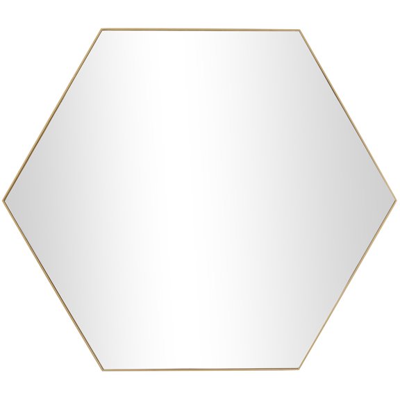 DecMode 40" x 35" Gold Hexagon Wall Mirror with Thin Minimalistic Frame