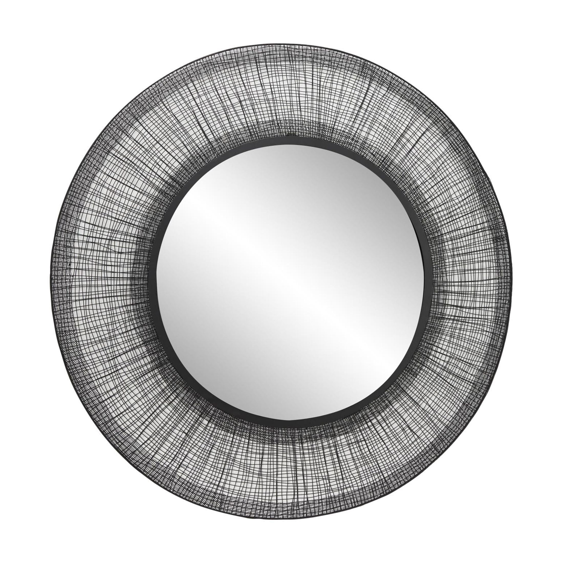DecMode 40" x 40" Black Wire Mesh Abstract Wall Mirror