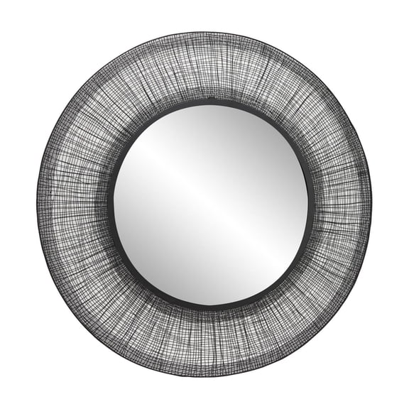 DecMode 40" x 40" Black Wire Mesh Abstract Wall Mirror