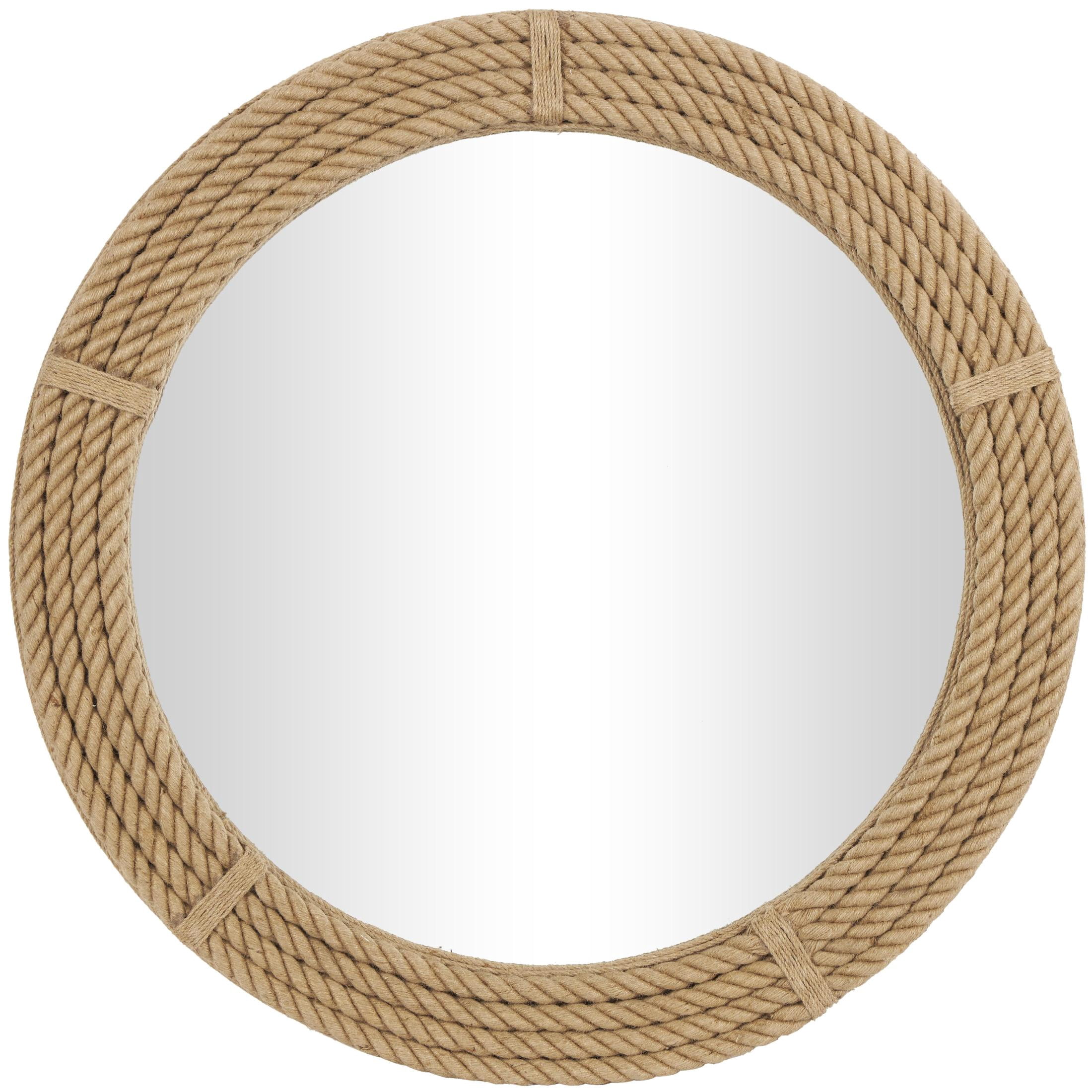 DecMode 40" x 40" Brown Rope Wall Mirror