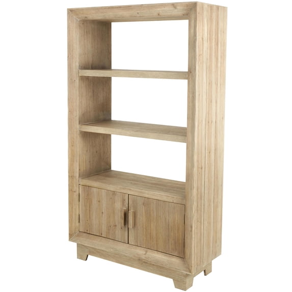DecMode 40" x 69" Light Brown Wood 3-Tier Shelving Unit with Natural Wood Grains, 1-Piece