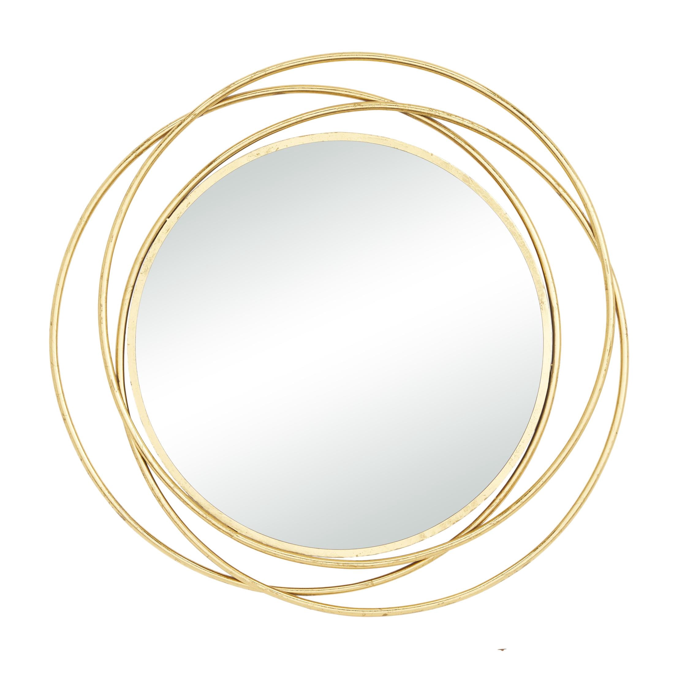 DecMode 41" x 41" Gold Wall Mirror with Overlapping Circles