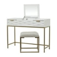 thumbnail image 1 of DecMode 42" x 31" White Wood Vanity with Stool with Hidden Mirror, 2-Pieces, 1 of 11
