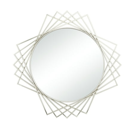 DecMode 42" x 42" Silver Geometric Wall Mirror