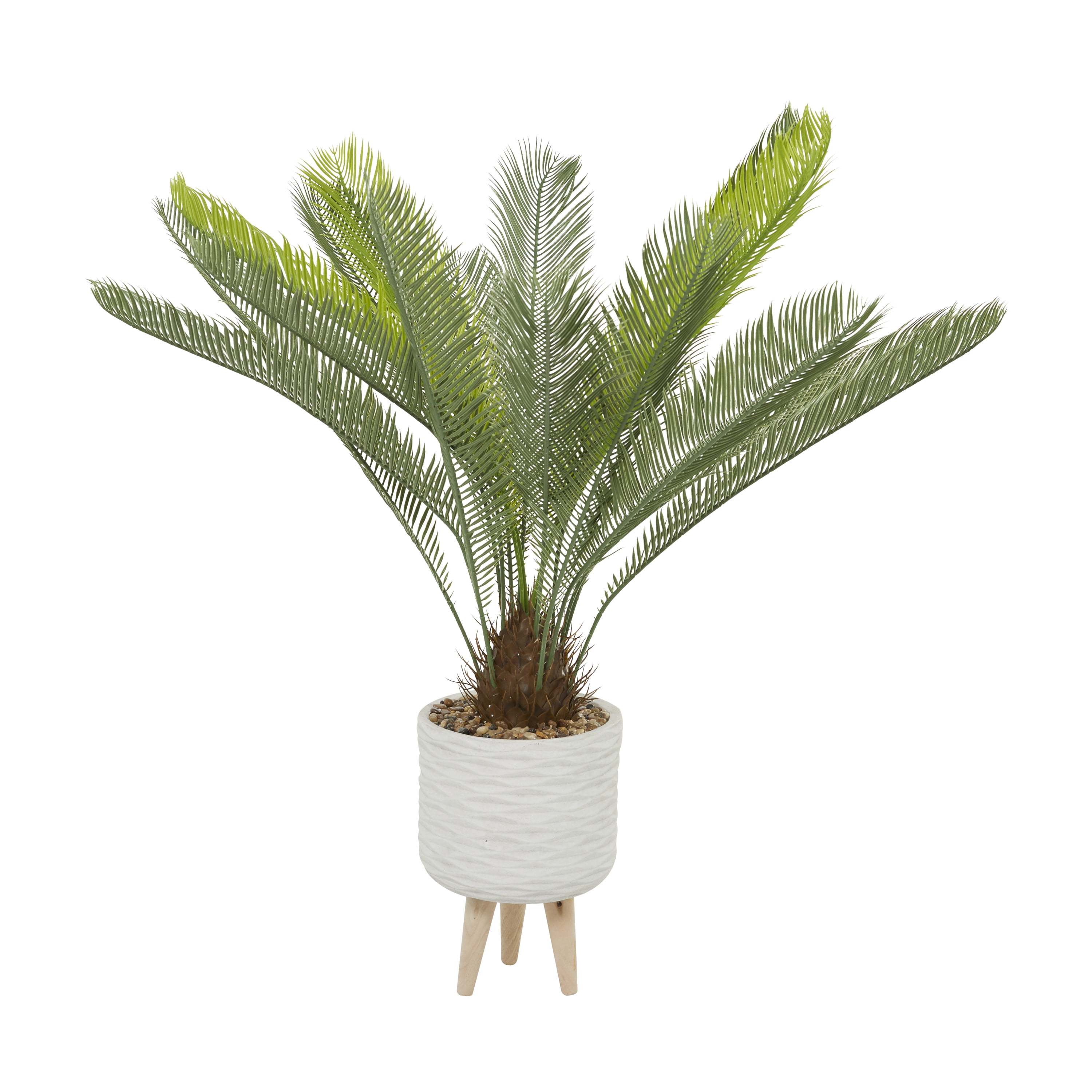 Elegant 43" White Potted Faux Palm Floor Plant with Lights