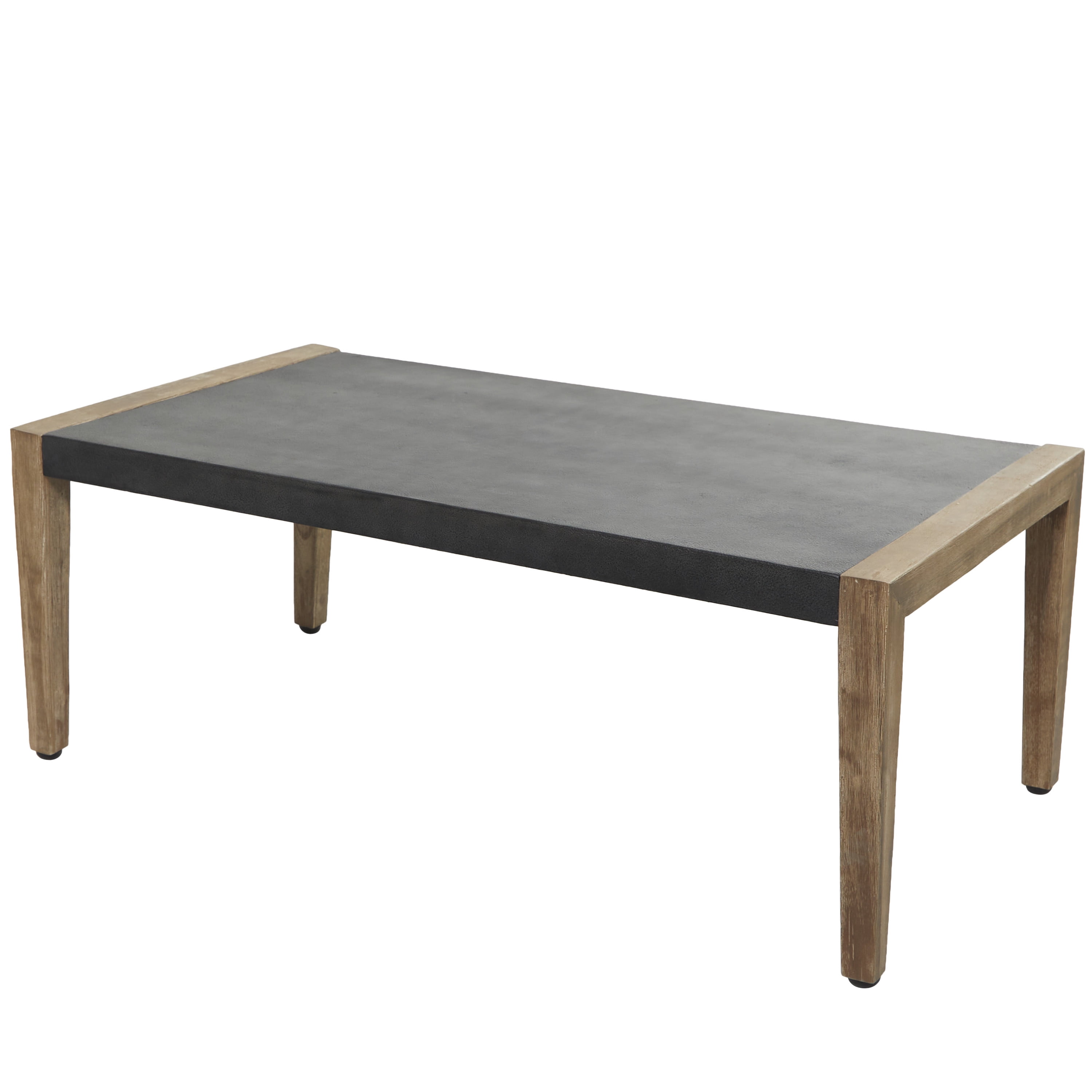 DecMode 44" x 17" Dark Gray Wood Outdoor Coffee Table with Wood Legs, 1-Piece