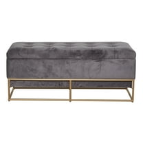DecMode 44" x 19" Gray Metal Storage Bench with Gold Base, 1-Piece