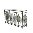thumbnail image 1 of DecMode 44" x 30" Black Metal Rectangular Leaf Console Table with Mirrored Glass Top and Gold Accents, 1-Piece, 1 of 13