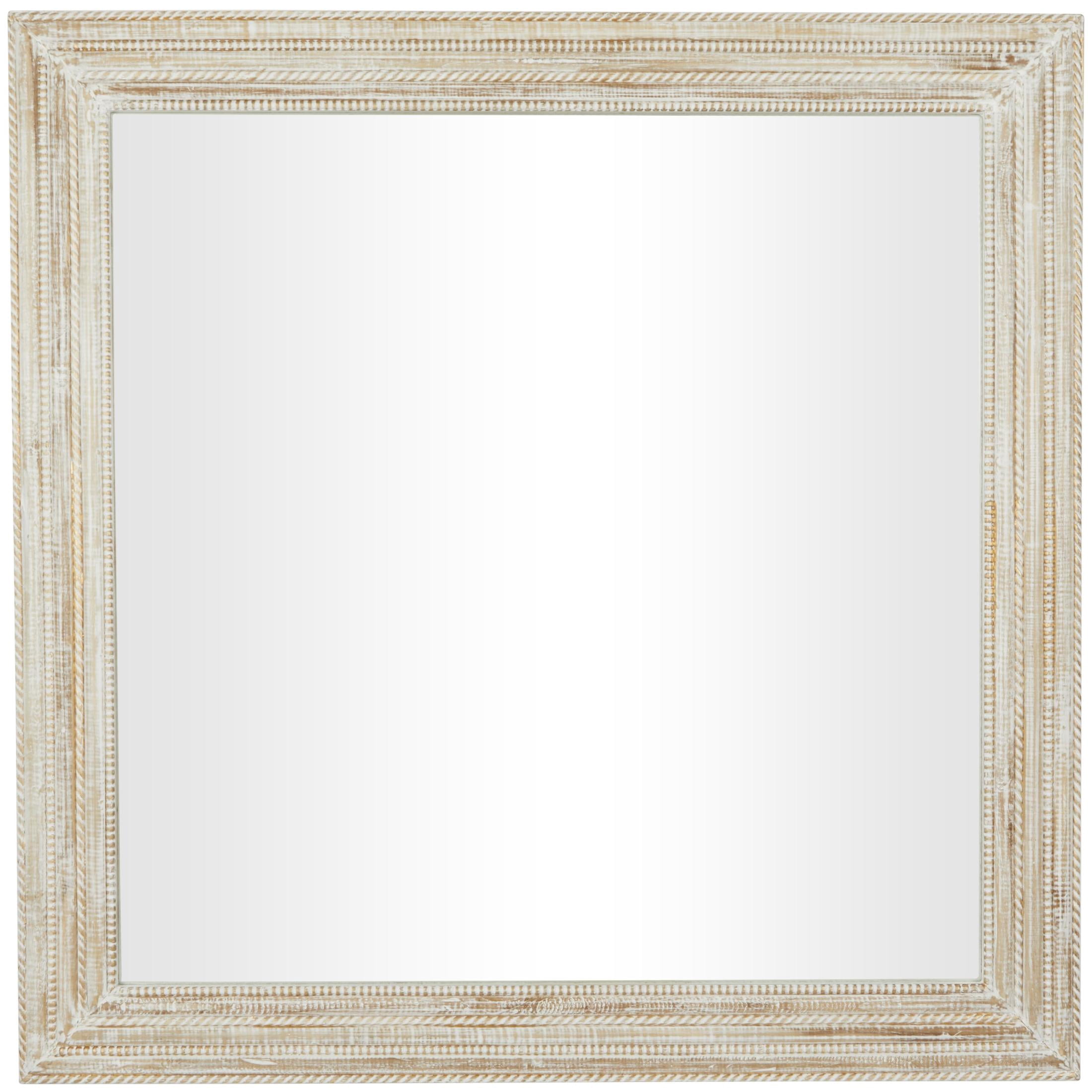 DecMode 44" x 44" Cream Handmade Wall Mirror with Ribbed Edged Frame