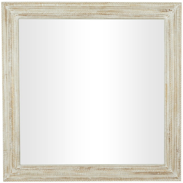 DecMode 44" x 44" Cream Wall Mirror with Ribbed Edged Frame
