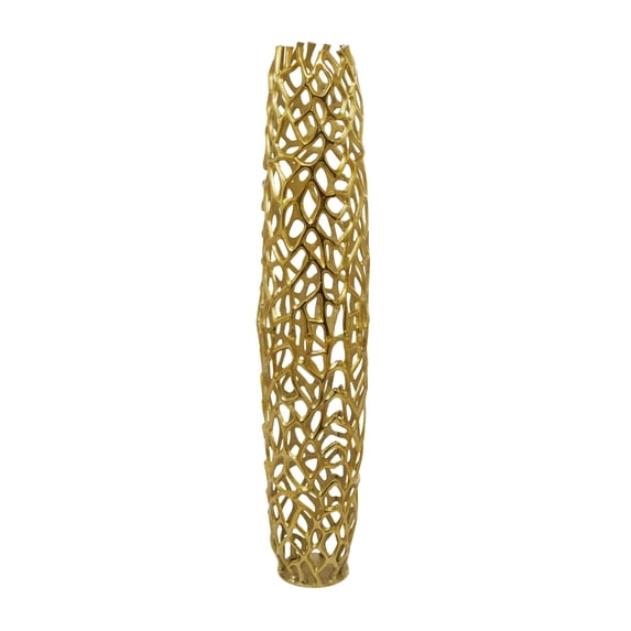 DecMode 45" Coral Cutout Tall Floor Gold Aluminum Metal Vase