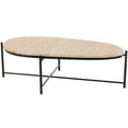 thumbnail image 1 of DecMode 45" x 13" Beige Marble Oval Coffee Table with Black Metal Support, 1-Piece, 1 of 9