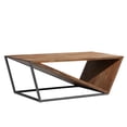 thumbnail image 1 of DecMode 45" x 16" Brown Wood Diagonal Open Frame Geometric Coffee Table with Gray Metal Base, 1-Piece, 1 of 17