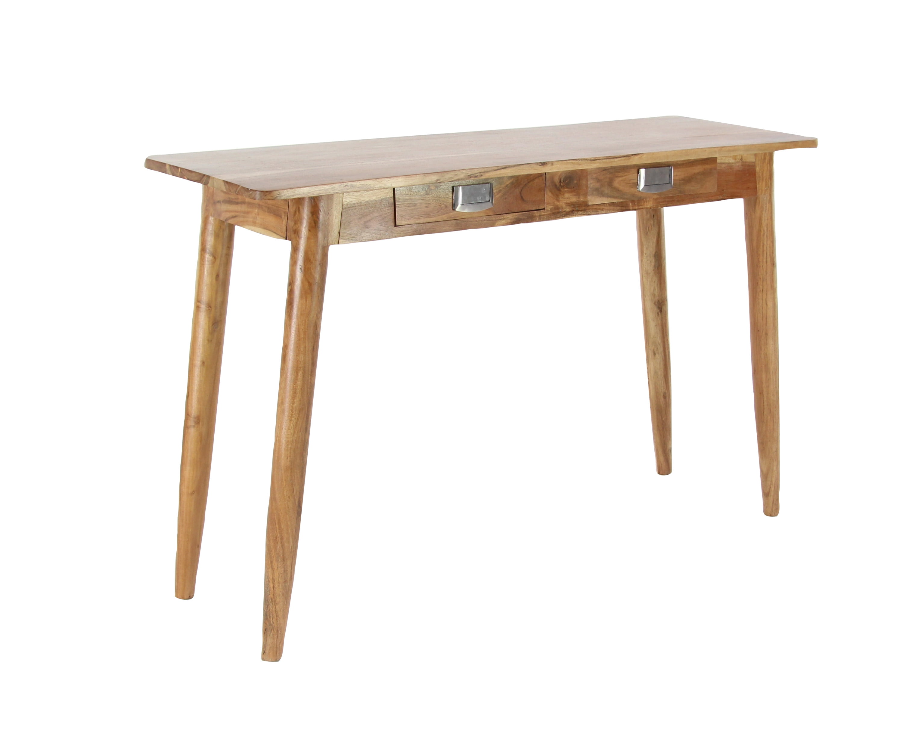 DecMode 45" x 29" Brown Wood 2 Drawers Console Table with Silver Pull Handles, 1-Piece