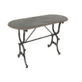 thumbnail image 1 of DecMode 45" x 29" Gray Metal Oval Scroll Console Table with Distressed Accents, 1-Piece, 1 of 12