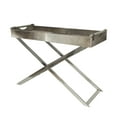 thumbnail image 1 of DecMode 45" x 30" Gray Leather Tray Table Accent Table with Diagonal Silver Legs and Handles, 1-Piece, 1 of 11