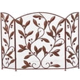 thumbnail image 1 of DecMode 45" x 30" Red Metal Foldable Mesh Netting 3 Panel Leaf Fireplace Screen with Leaf and Vine Relief, 1-Piece, 1 of 12