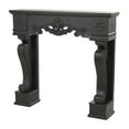 thumbnail image 1 of DecMode 45" x 43" Wood Black Freestanding Scroll Surround Fireplace Mantle with Floral Accents, 1 of 14
