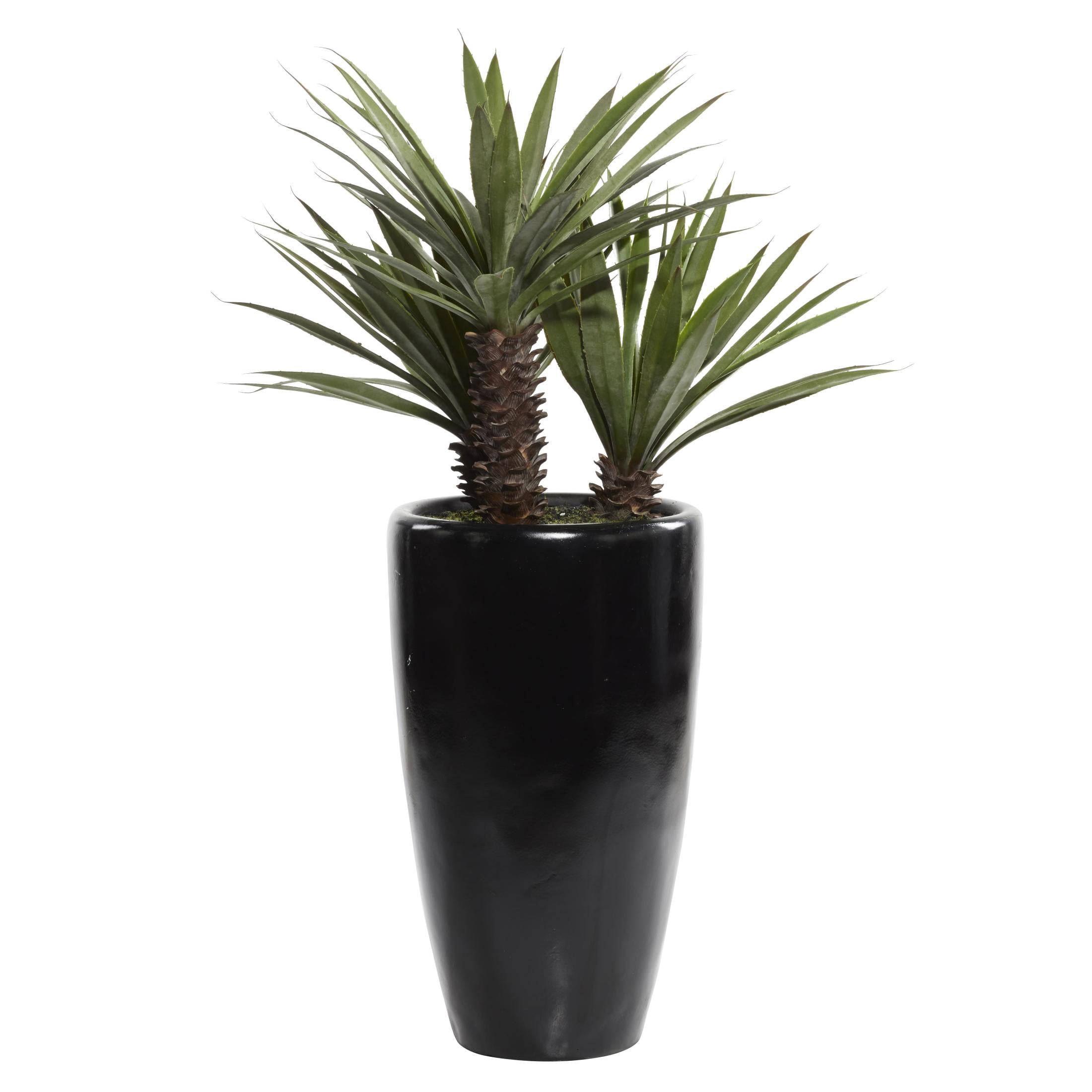 DecMode 46" Artificial Dracaena Plant in Realistic Leaves and Black Fiberglass Pot