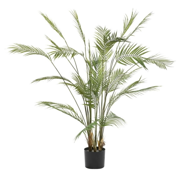DecMode 46" Artificial Kwai Palm Plant in Realistic Leaves and Black Round Pot