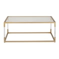 thumbnail image 1 of DecMode 46" x 19" Gold Metal Open Framed Coffee Table with Clear Glass Top and Acrylic Legs, 1-Piece, 1 of 12