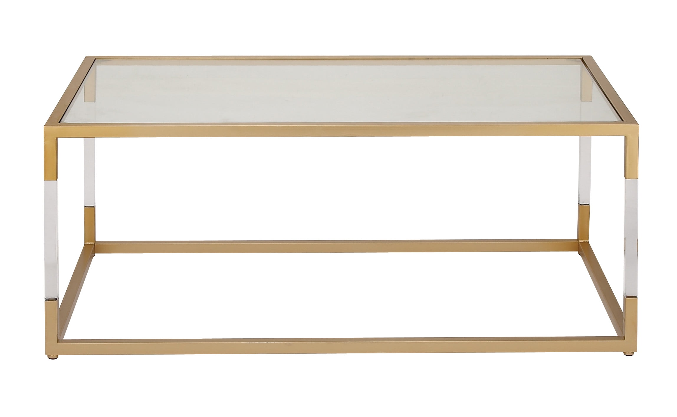 Elegant Gold and Clear Rectangular Outdoor Coffee Table with Acrylic Legs
