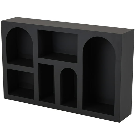 DecMode 47" x 30" Black Metal Geometric 6-Tier Shelving Unit with Arched Block Shapes, 1-Piece