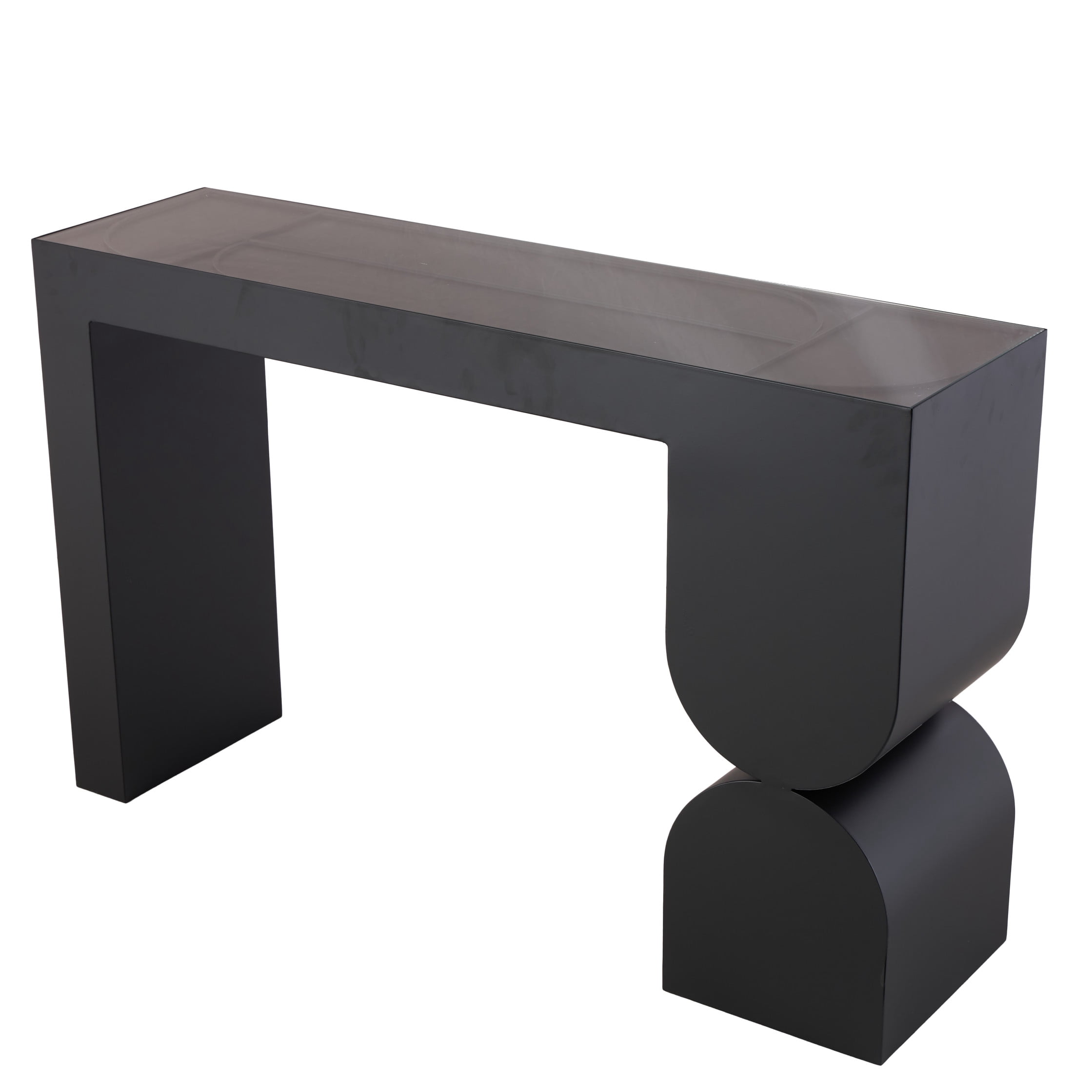 DecMode 47" x 30" Black Metal Rectangular Geometric Console Table with Stacked Arched Table Leg, 1-Piece