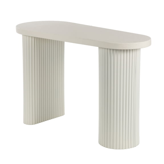 DecMode 47" x 30" White Wood Handmade Oval Console Table with Ribbed Legs, 1-Piece