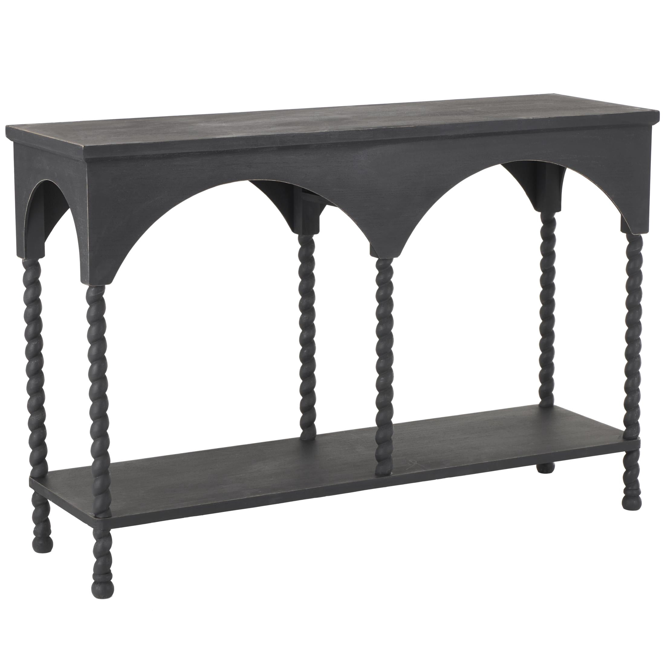 DecMode 47" x 32" Black Wood Arched Console Table, 1-Piece