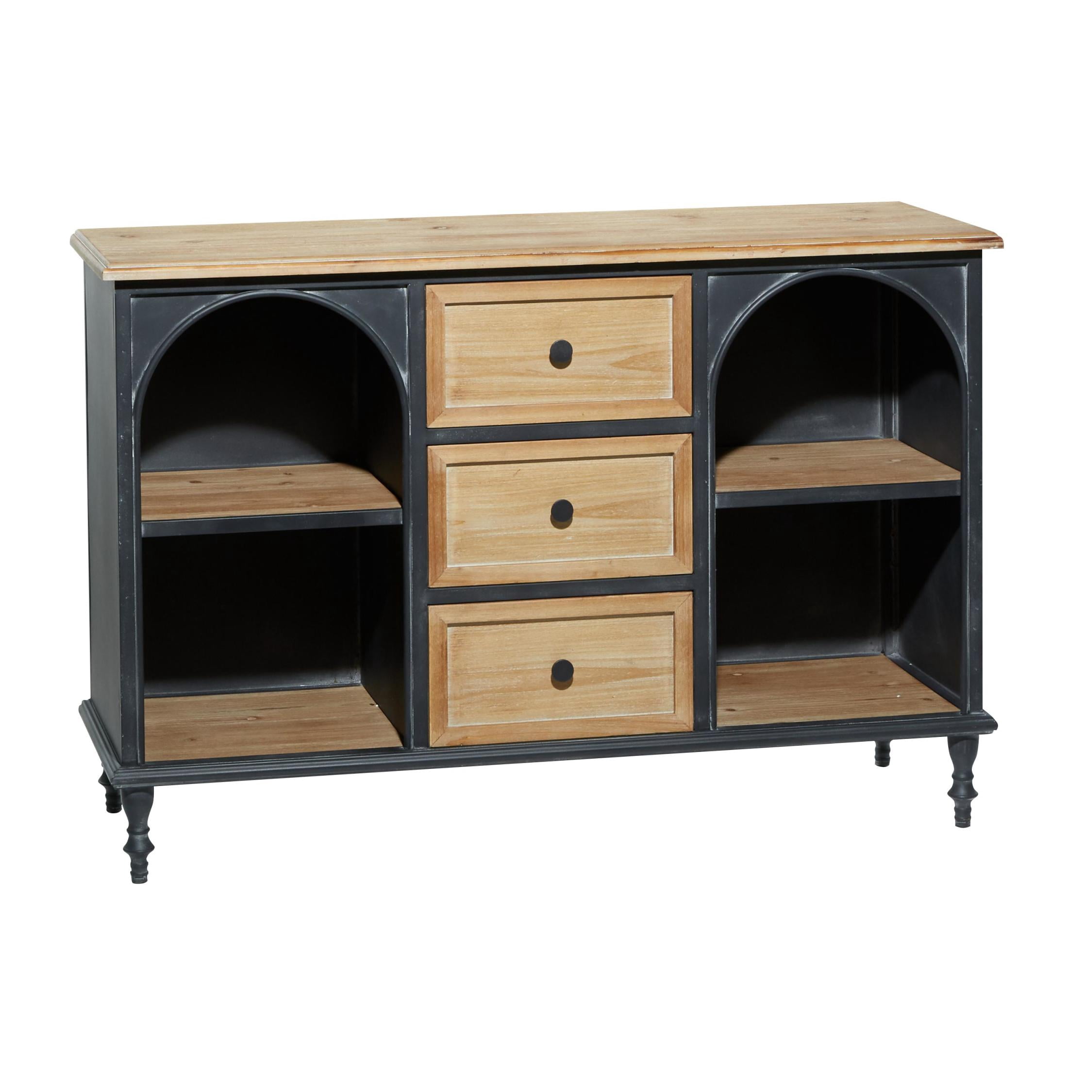 DecMode 47" x 32" Brown Wood 3 Drawer and 4 Shelf Cabinet, 1-Piece