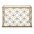 thumbnail image 1 of DecMode 47" x 32" Gold Metal Weathered Geometric Console Table with Mirrored Glass Top, 1-Piece, 1 of 13