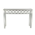 thumbnail image 1 of DecMode 47" x 32" Silver Glass Mirrored Geometric Console Table with Circular Panel Inlay, 1-Piece, 1 of 13
