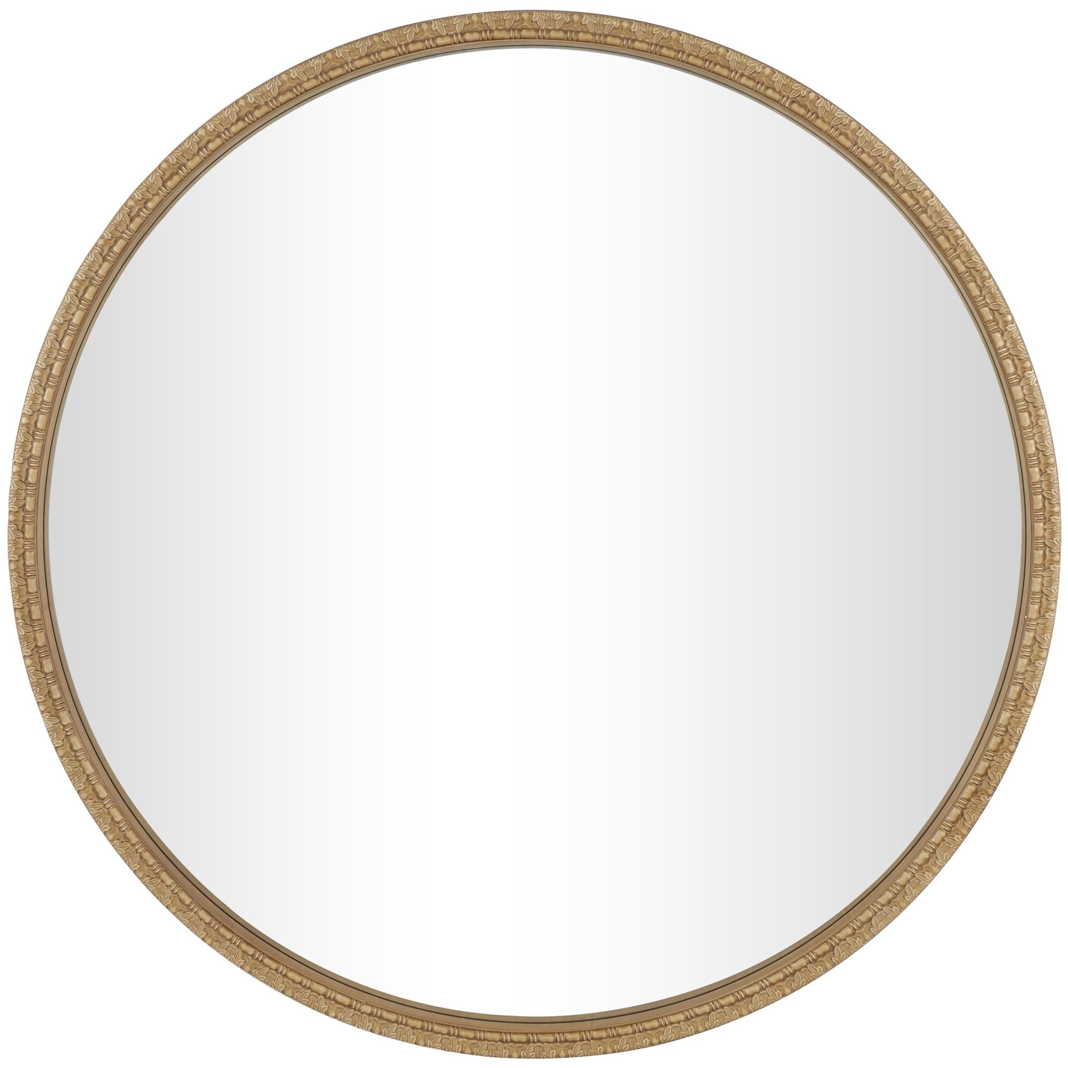 DecMode 47" x 47" Brown Carved Leaf Wall Mirror
