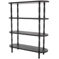 thumbnail image 1 of DecMode 47" x 57" Black Wooden Oval 4-Tier Shelving Unit with Turned Legs and Beaded Edges, 1-Piece, 1 of 9
