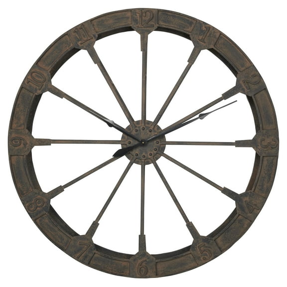 DecMode 48" Brown Metal Gear Wheel Wall Clock