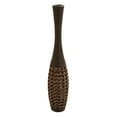 thumbnail image 1 of DecMode Brown Faux Seagrass Tall Woven Floor Decorative Vase with Dark Brown Wrapped Neck, 12" x 12" x 48", 1 of 14