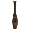 DecMode Brown Faux Seagrass Tall Woven Floor Decorative Vase with Dark Brown Wrapped Neck, 12" x 12" x 48"