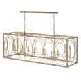 thumbnail image 1 of DecMode 48" x 18" Gold Metal Distressed Caged 8 Light Chandelier with Link Style Chain, 1-Piece, 1 of 11