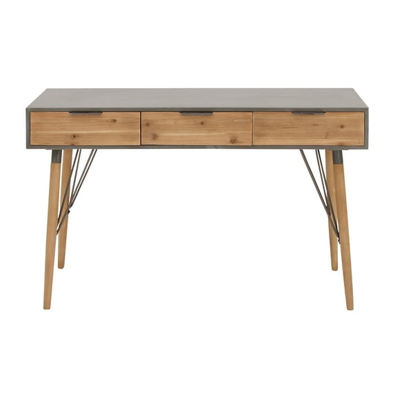 DecMode 48" x 30" Brown Wood 3 Drawers Console Table, 1-Piece