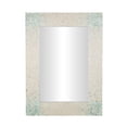 thumbnail image 1 of DecMode 48" x 36" Cream Handmade Mosaic Wall Mirror with Blue Corners, 1 of 15