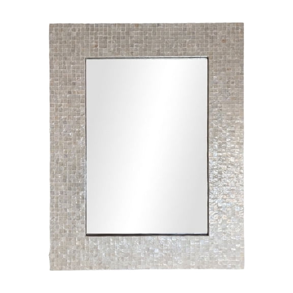 DecMode 48" x 36" Cream Handmade Mosaic Wall Mirror