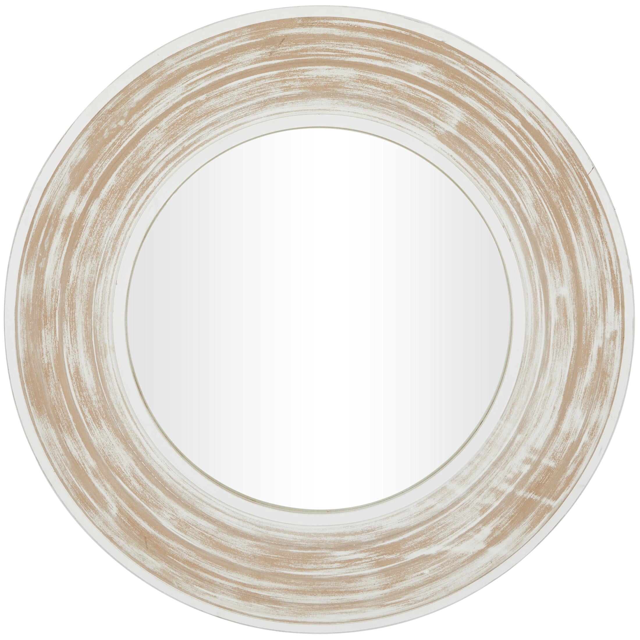 DecMode 48" x 48" Cream Wall Mirror with White Wash Effect